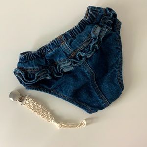 Carhartt diaper cover and macrame paci clip